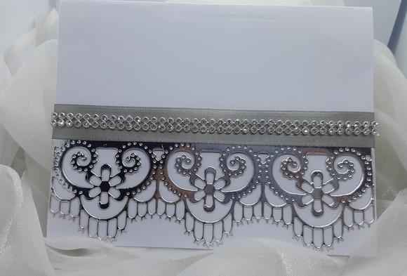 Convite Completo Branco e Prata com Strass