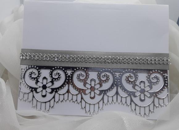 Convite Completo Branco e Prata com Strass