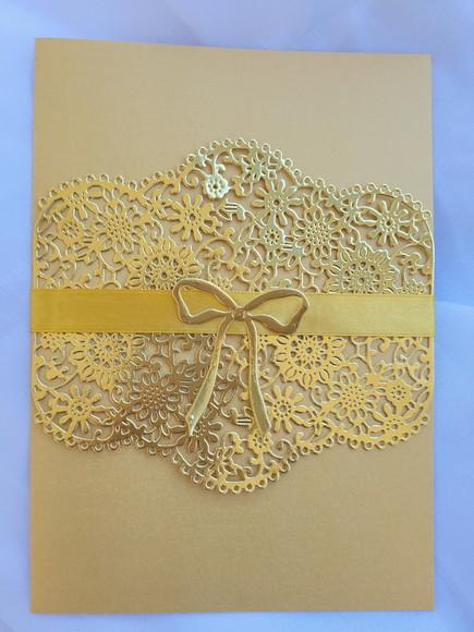 Convite Dourado com Renda Completo c/ Arte e Impressão