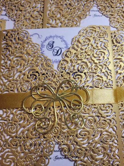 Convite Dourado Perola, Incluindo Impressão E Arte