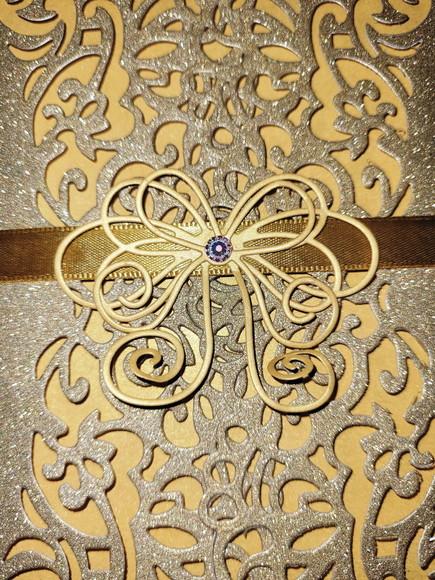 Convite Dourado com Glitter, Incluindo Impressão e Arte
