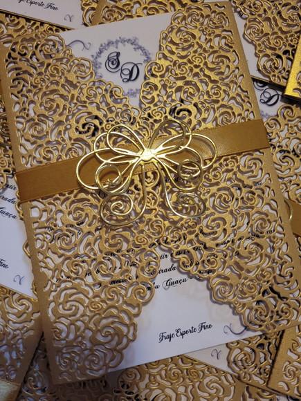 Convite Dourado Perola, Incluindo Impressão E Arte