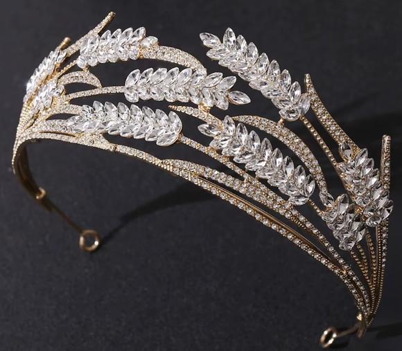 Coroa Tiara de Pedraria Folhas de Trigo