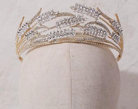 Coroa Tiara de Pedraria Folhas de Trigo