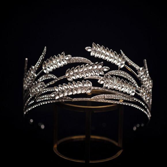 Coroa Tiara folhas de strass