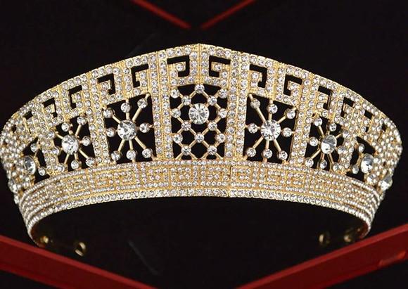 Coroa Tiara Quadriculado de Strass