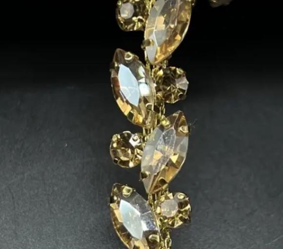 Corrente Dourada Folhas de Strass (em Vidro)