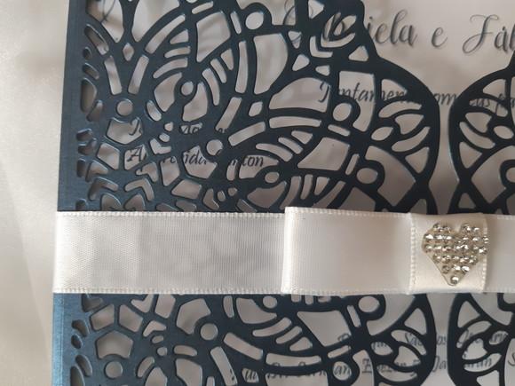 Envelope Rendado Azul Metalizado para Convite