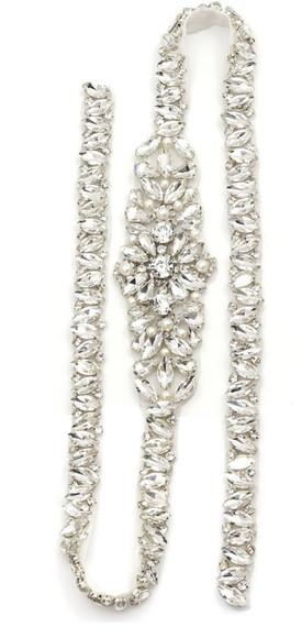 Kit Cinto e Dois Apliques de Strass com Pérolas Prata