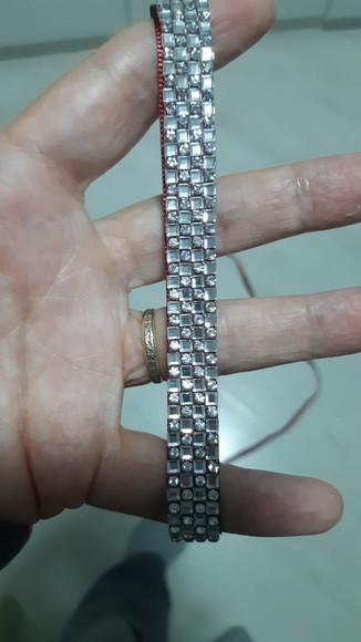 Kit com 2 Apliques de strass Prata 53 cm