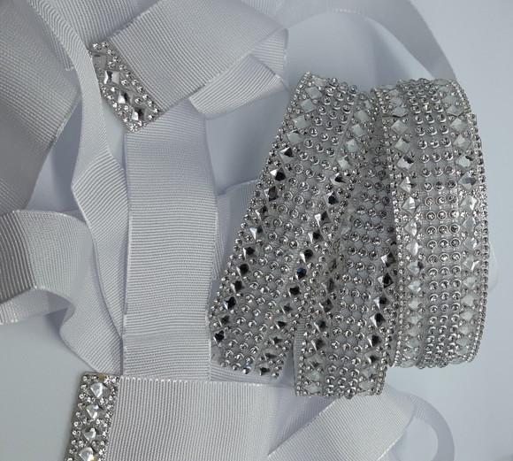 Kit com 2 Cintos Prata com Strass e Mini Espelhos