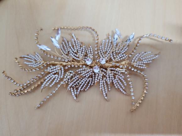 Presilha com Aplique Flores de Strass para Cabelo