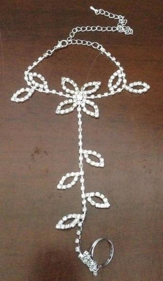 Tornozeleira para noivas folhas e flores 1 peça