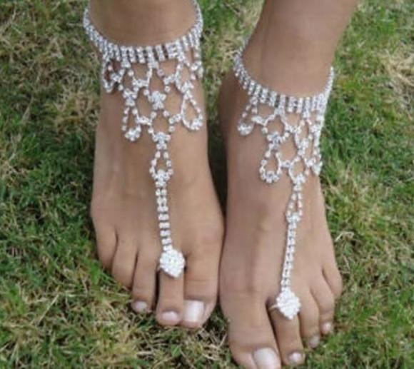Tornozeleiras para noivas gotas de strass (2 peças)