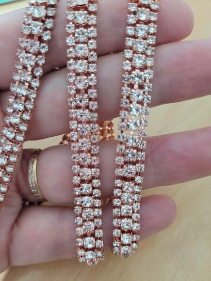 Aplique de Strass 1 cm Rosé Gold 45cm