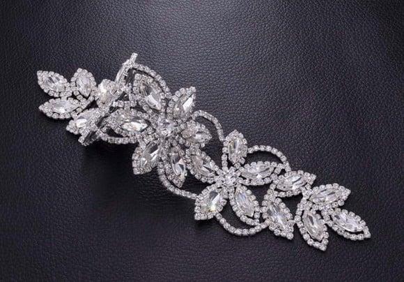 Aplique de strass Florido cor prata