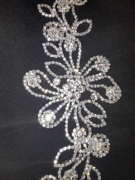 Aplique de strass Flores e folhas cor prata