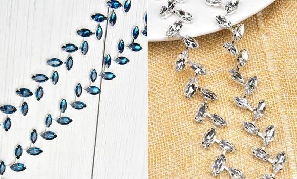 Aplique de Strass Folhas 7 Cores