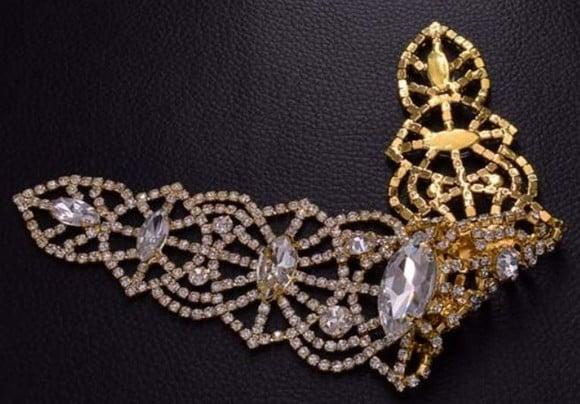 Aplique Dourado com Strass para Vestido de Noiva ou Festa