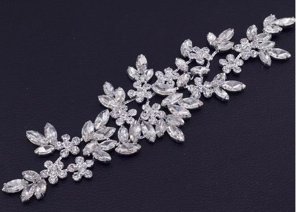 Aplique Folhas de Strass Prata