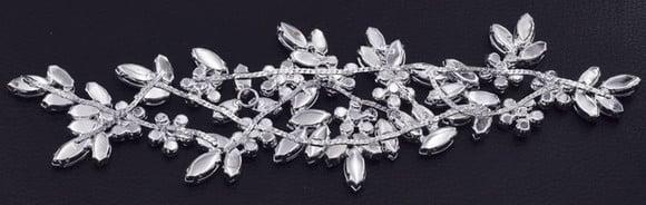 Aplique Folhas de Strass Prata