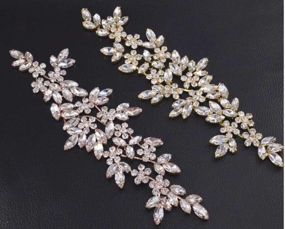 Aplique Folhas de Strass Prata