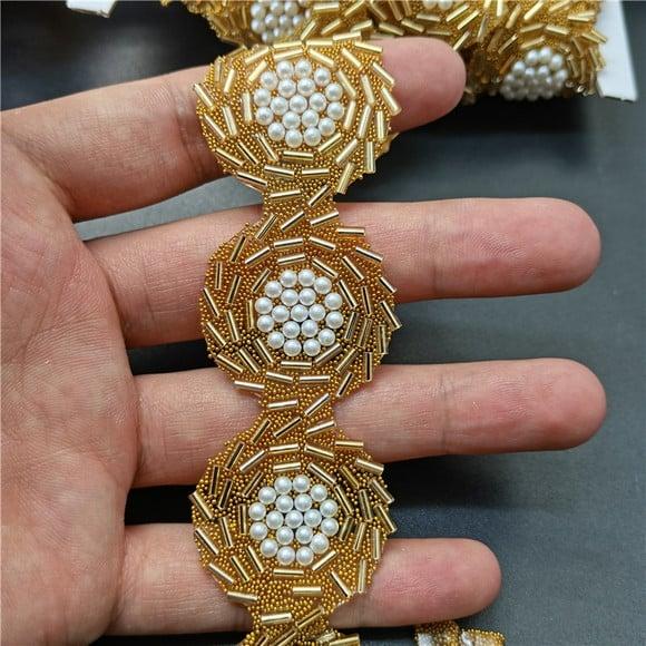 Aplique Redondo Bordado 90cm Branco, Dourado ou Preto