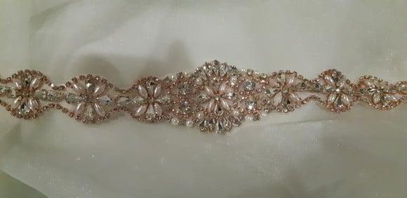 Aplique Rosé Gold De Strass E Pérolas