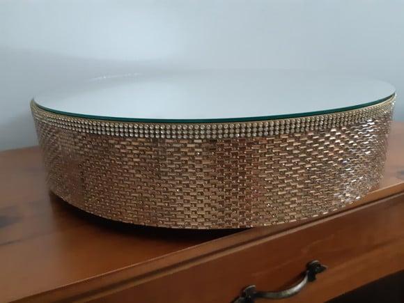 Base dourada Boleira espelhada 40 cm para bolo