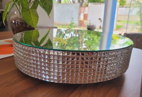 Base Prateada Boleira Espelhada 40 cm para Bolo