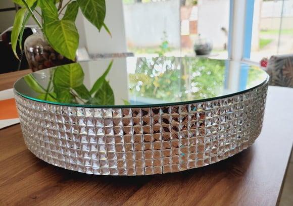 Base Prateada Boleira Espelhada 40 cm para Bolo