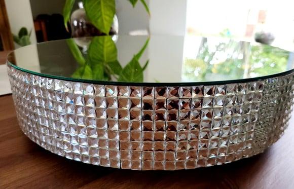 Base Prateada Boleira Espelhada 40 cm para Bolo