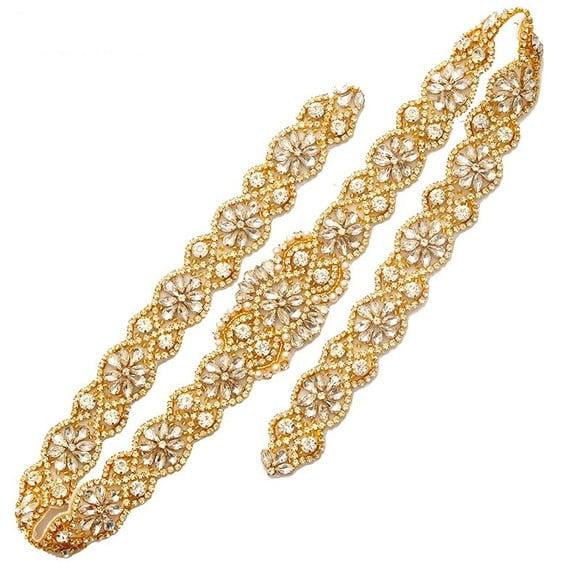 Cinto Bordado com Strass e Pérolas 80cm