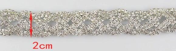 Cinto de metal trançado de strass em 4 cores
