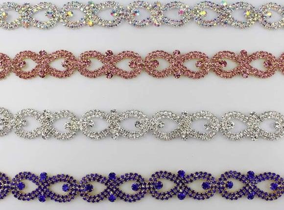 Cinto de metal laços de strass em 4 cores