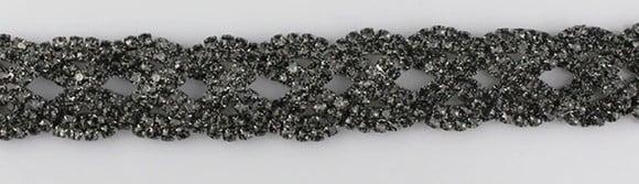 Cinto de Metal Trançado de Strass Preto