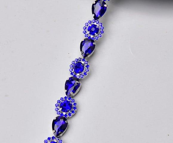 Cinto de Strass Azul com Prata (cintura Toda até 90cm)
