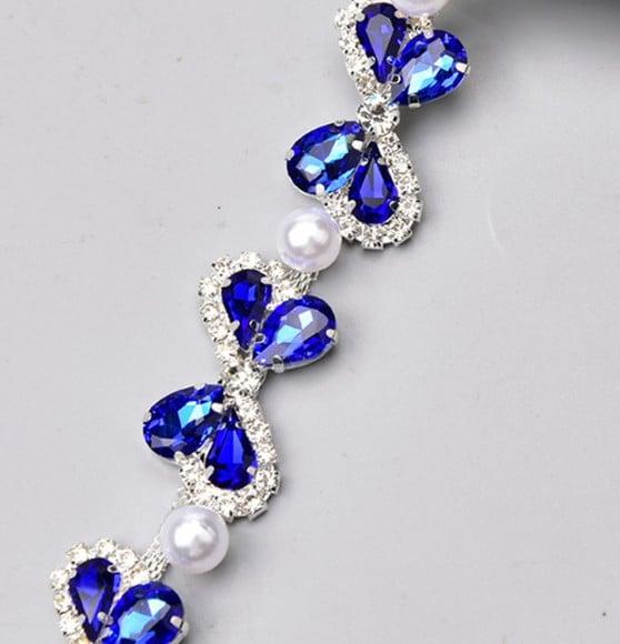 Cinto de Strass Azul com Prata (cintura Toda até 90cm)