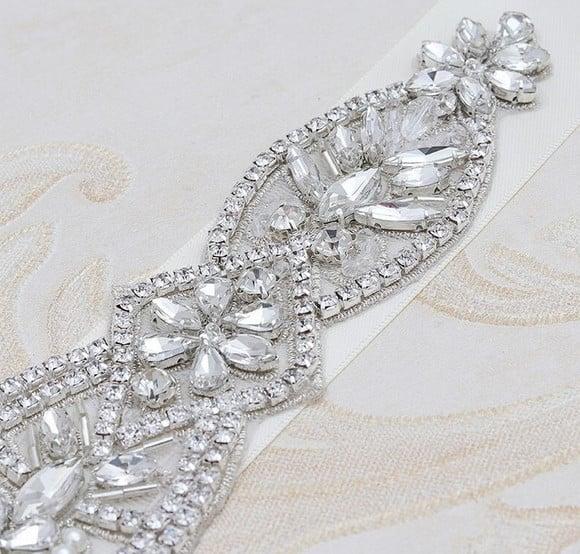 Cinto de Strass Bordado Prata