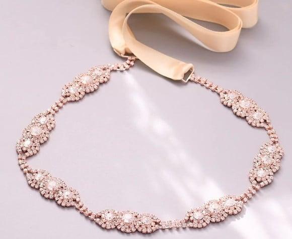 Cinto de strass delicado rosé gold