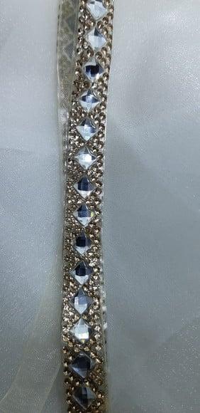 Cinto de strass dourado e prata 1 cm