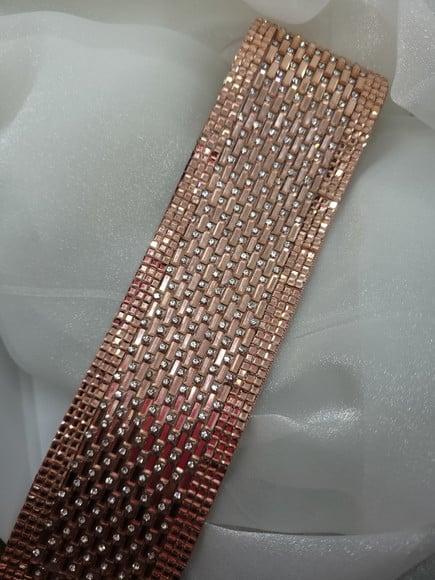 Cinto de Strass e Mini Espelhos Rosé Gold Largo 5cm