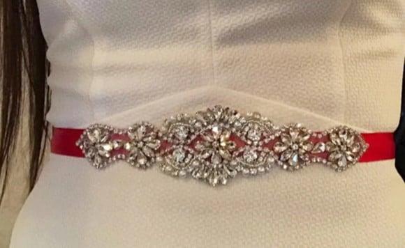 Cinto de Strass e Pérolas Aplique 18cm!