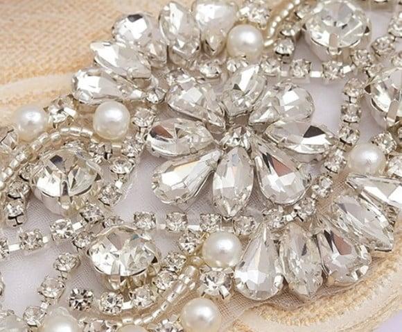 Cinto de Strass e Pérolas Aplique 18cm!
