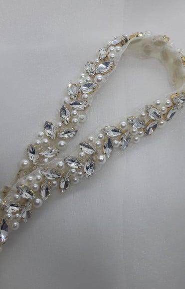 Cinto de Strass e Pérolas Dourado