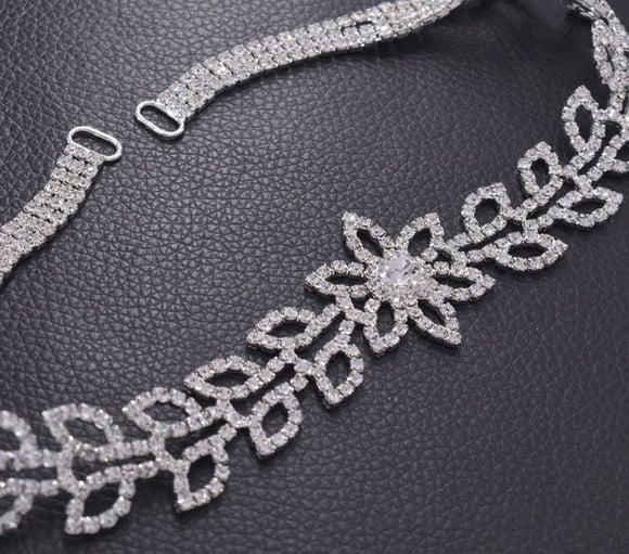 Cinto de Strass Flor e Folhas 3 Cores