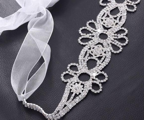 Cinto de strass flores de cristal 3 cores
