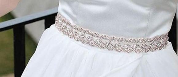 Cinto de strass flores trançadas rosé