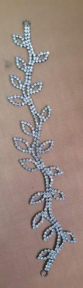 Cinto de strass folhas p/ vestido noiva ou festa cinza