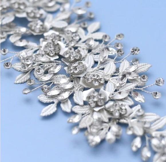 Cinto de strass Folhas em prata